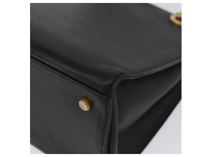 Borsa Tote Gancini in pelle nera e oro Salvatore Ferragamo Auth YKZ727 - vista 15