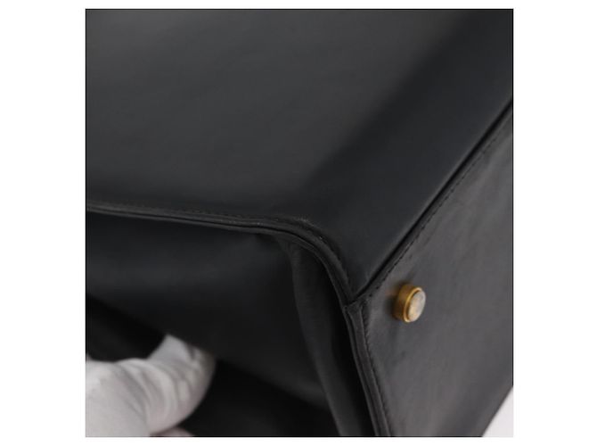 Borsa Tote Gancini in pelle nera e oro Salvatore Ferragamo Auth YKZ727 - vista 16