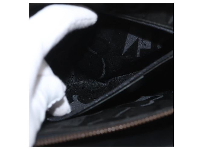 Borsa Tote Gancini in pelle nera e oro Salvatore Ferragamo Auth YKZ727 - vista 21