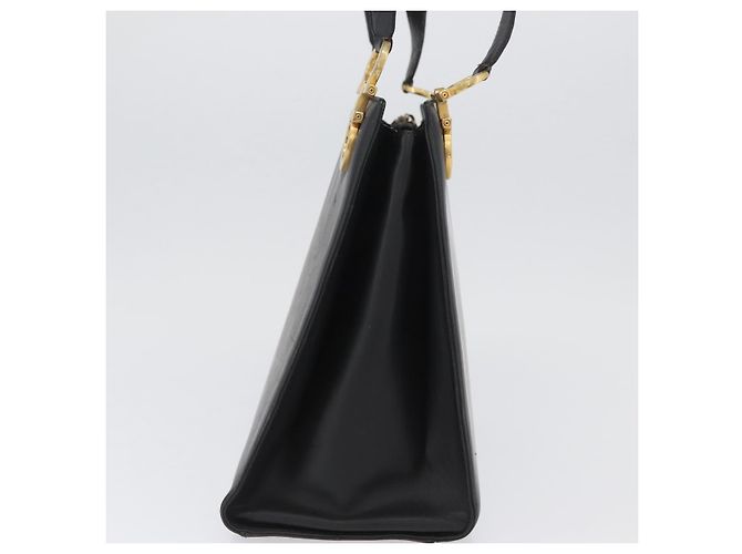 Borsa Tote Gancini in pelle nera e oro Salvatore Ferragamo Auth YKZ727 - vista 3