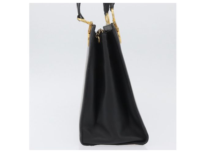 Borsa Tote Gancini in pelle nera e oro Salvatore Ferragamo Auth YKZ727 - vista 4