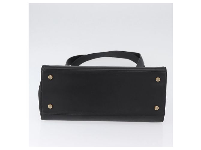 Borsa Tote Gancini in pelle nera e oro Salvatore Ferragamo Auth YKZ727 - vista 5