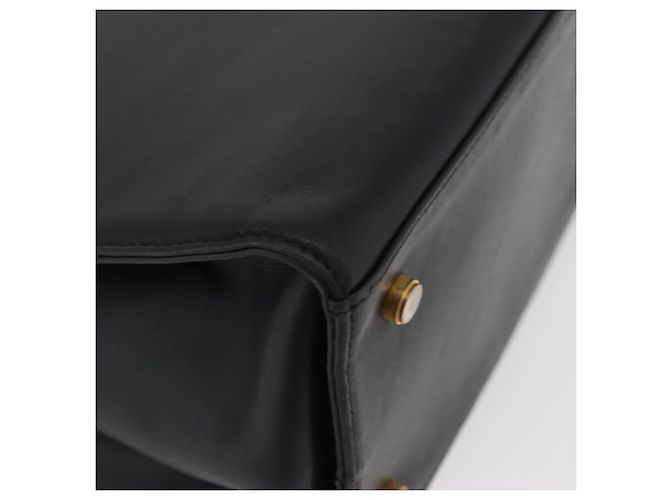Borsa Tote Gancini in pelle nera e oro Salvatore Ferragamo Auth YKZ727 - vista 8
