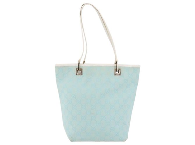 GUCCI GG Canvas Tote Bag Hellblau Gold 002 1099 Auth YKZ1032 - Ansicht 13