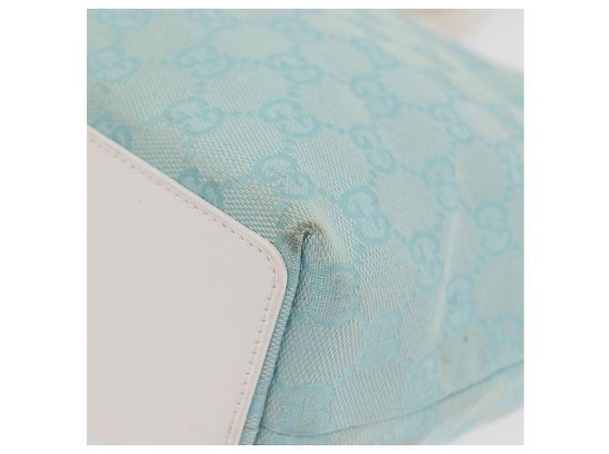 GUCCI GG Canvas Tote Bag Hellblau Gold 002 1099 Auth YKZ1032 - Ansicht 16