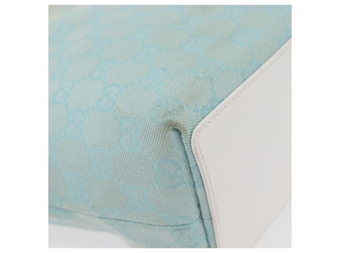 GUCCI GG Canvas Tote Bag Hellblau Gold 002 1099 Auth YKZ1032 - Ansicht 17
