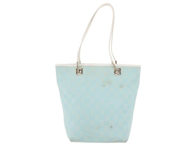GUCCI GG Canvas Tote Bag Hellblau Gold 002 1099 Auth YKZ1032 - Ansicht 2
