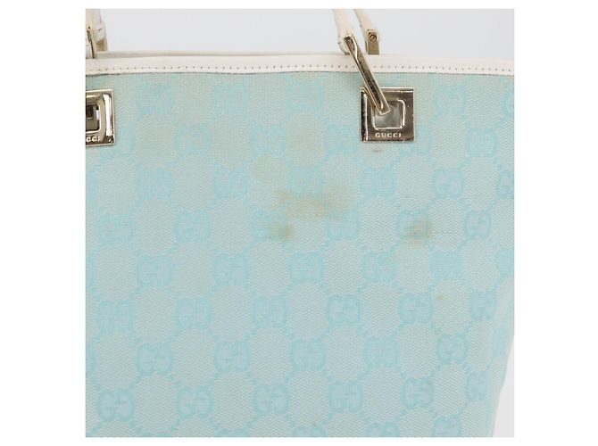 GUCCI GG Canvas Tote Bag Hellblau Gold 002 1099 Auth YKZ1032 - Ansicht 3