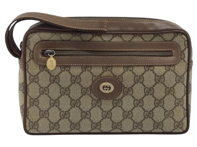 GUCCI GG Supreme Clutch Bag PVC Beige Oro Auth YKZ053 - vista 13