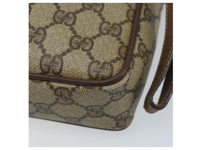 GUCCI GG Supreme Clutch Bag PVC Beige Oro Auth YKZ053 - vista 15