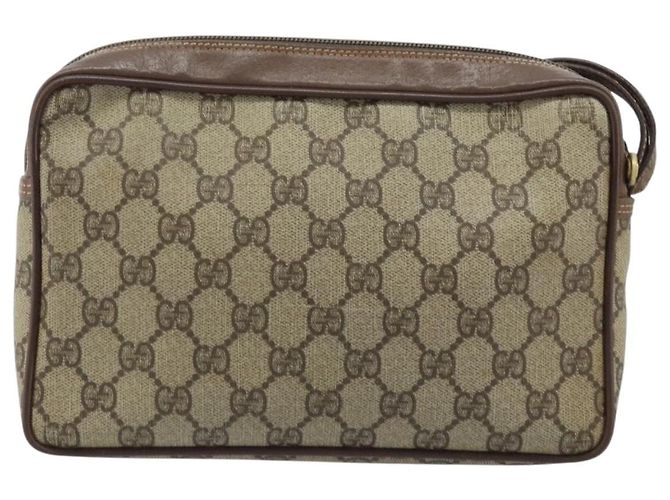 GUCCI GG Supreme Clutch Bag PVC Beige Oro Auth YKZ053 - vista 2