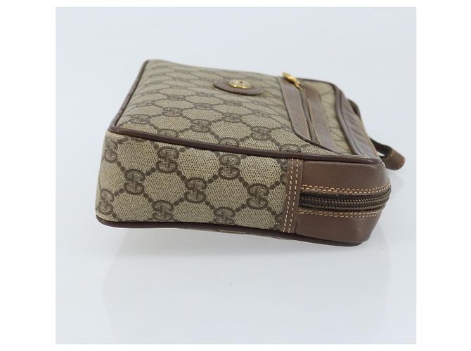 GUCCI GG Supreme Clutch Bag PVC Beige Oro Auth YKZ053 - vista 3