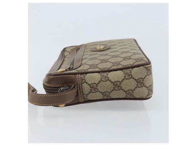 GUCCI GG Supreme Clutch Bag PVC Beige Oro Auth YKZ053 - vista 4