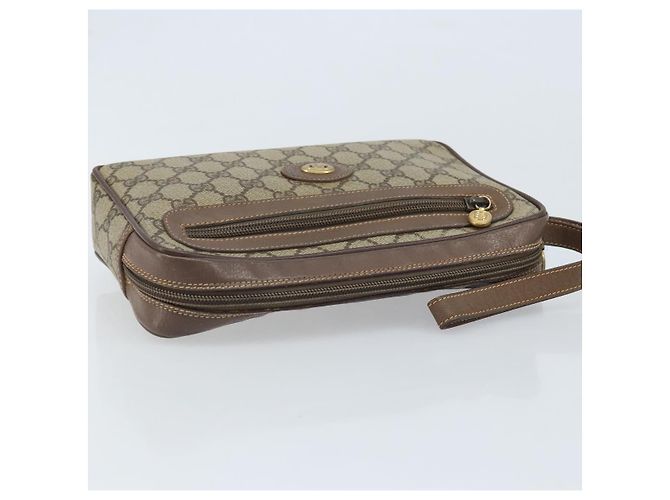 GUCCI GG Supreme Clutch Bag PVC Beige Oro Auth YKZ053 - vista 5