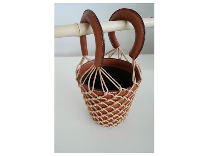 Borsa a secchiello Staud Moreau Macramè in pelle marrone - vista 14