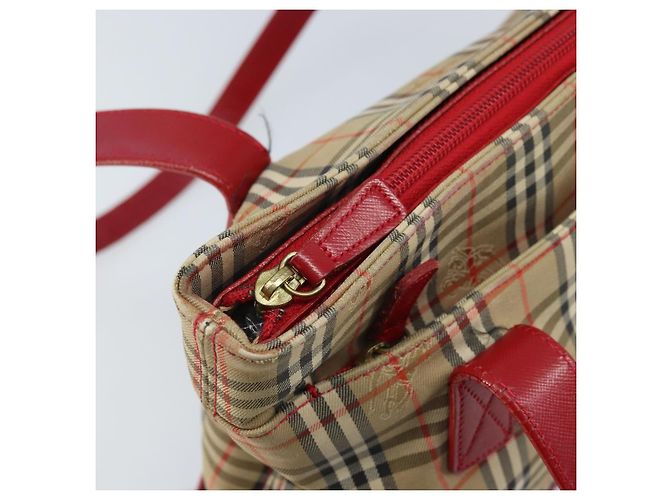 Borsa Tote Burberrys Nova Check in tela beige e oro Auth AMZ511 D'oro - vista 10