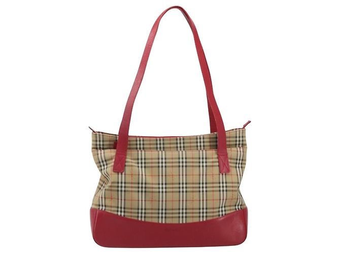 Borsa Tote Burberrys Nova Check in tela beige e oro Auth AMZ511 D'oro - vista 13