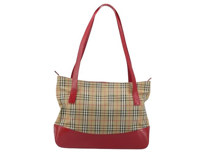 Borsa Tote Burberrys Nova Check in tela beige e oro Auth AMZ511 D'oro - vista 2