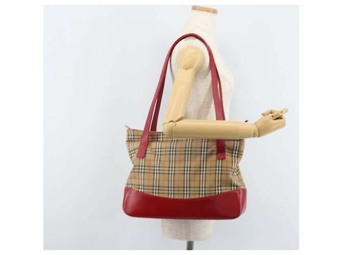 Borsa Tote Burberrys Nova Check in tela beige e oro Auth AMZ511 D'oro - vista 22