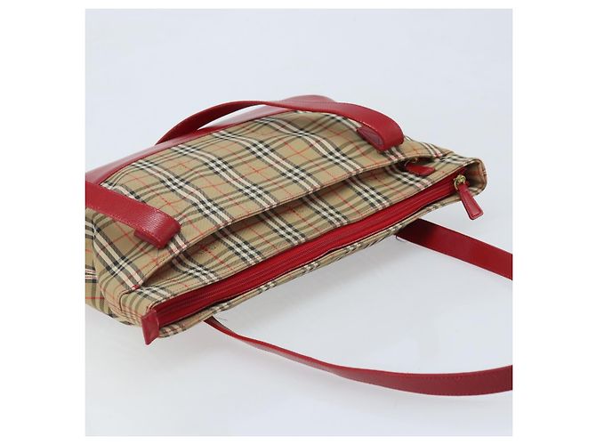 Borsa Tote Burberrys Nova Check in tela beige e oro Auth AMZ511 D'oro - vista 6