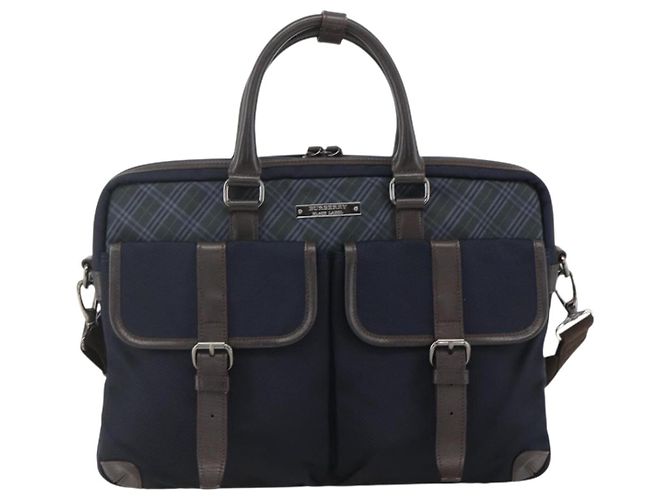 Borsa da lavoro Burberry Black Label 2 vie Nero Argento Auth mr2251 - vista 13