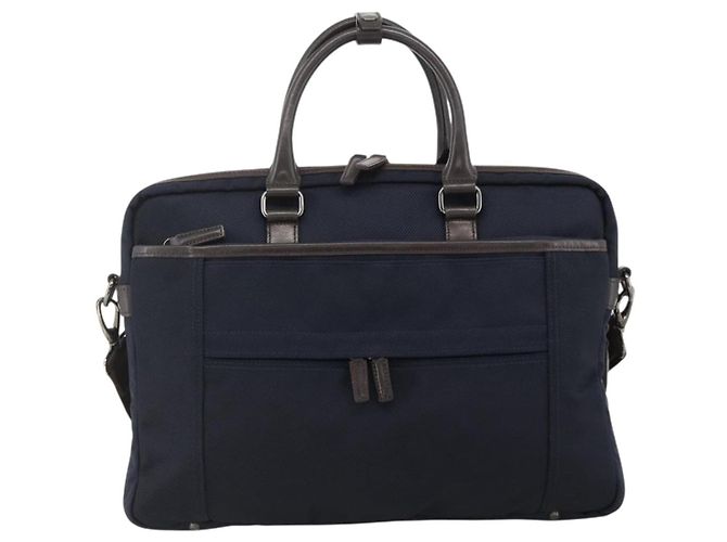 Borsa da lavoro Burberry Black Label 2 vie Nero Argento Auth mr2251 - vista 2