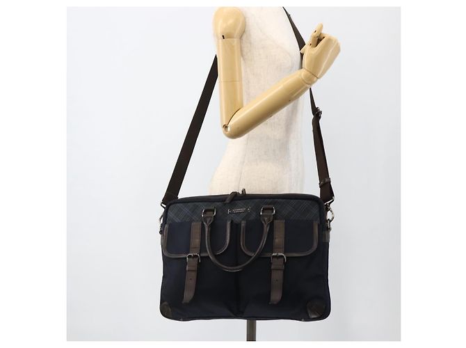 Borsa da lavoro Burberry Black Label 2 vie Nero Argento Auth mr2251 - vista 28