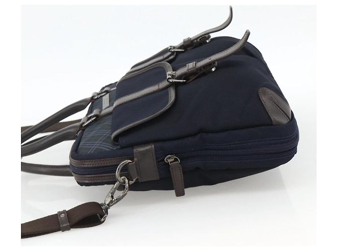 Borsa da lavoro Burberry Black Label 2 vie Nero Argento Auth mr2251 - vista 3