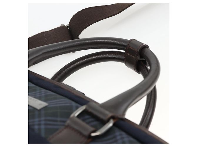Borsa da lavoro Burberry Black Label 2 vie Nero Argento Auth mr2251 - vista 8