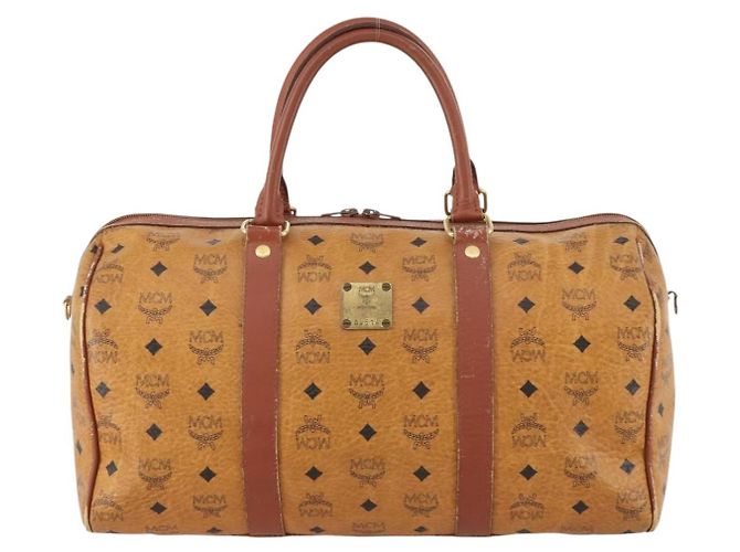 Borsa Boston Vicetos Logogram MCM in pelle PVC marrone e oro Auth mr2119 D'oro - vista 13