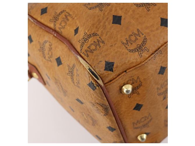 Borsa Boston Vicetos Logogram MCM in pelle PVC marrone e oro Auth mr2119 D'oro - vista 14