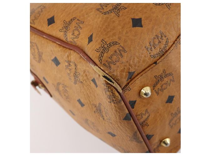 Borsa Boston Vicetos Logogram MCM in pelle PVC marrone e oro Auth mr2119 D'oro - vista 16