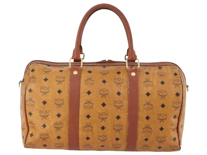 Borsa Boston Vicetos Logogram MCM in pelle PVC marrone e oro Auth mr2119 D'oro - vista 2