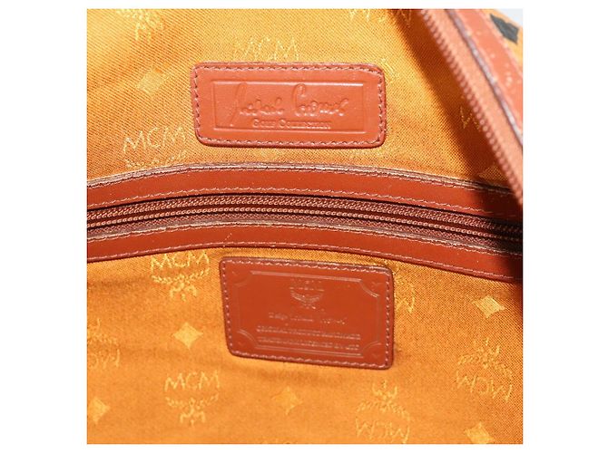 Borsa Boston Vicetos Logogram MCM in pelle PVC marrone e oro Auth mr2119 D'oro - vista 20