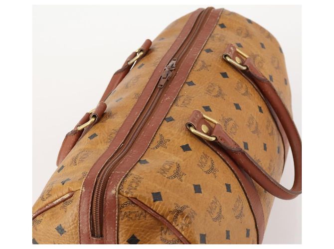 Borsa Boston Vicetos Logogram MCM in pelle PVC marrone e oro Auth mr2119 D'oro - vista 6