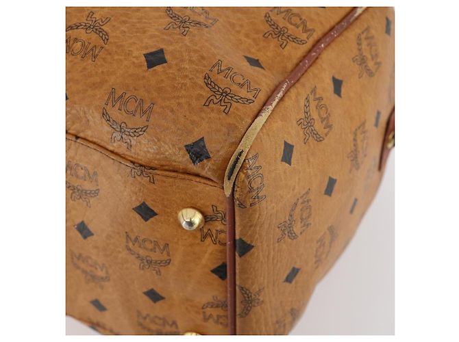 Borsa Boston Vicetos Logogram MCM in pelle PVC marrone e oro Auth mr2119 D'oro - vista 9