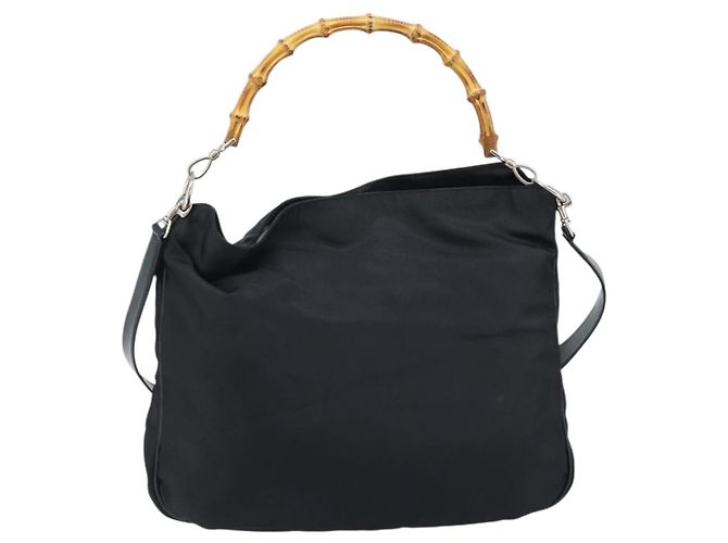 Borsa a Spalla GUCCI Bamboo Nylon 2in1 Marrone Argento Auth gh1994 - vista 13