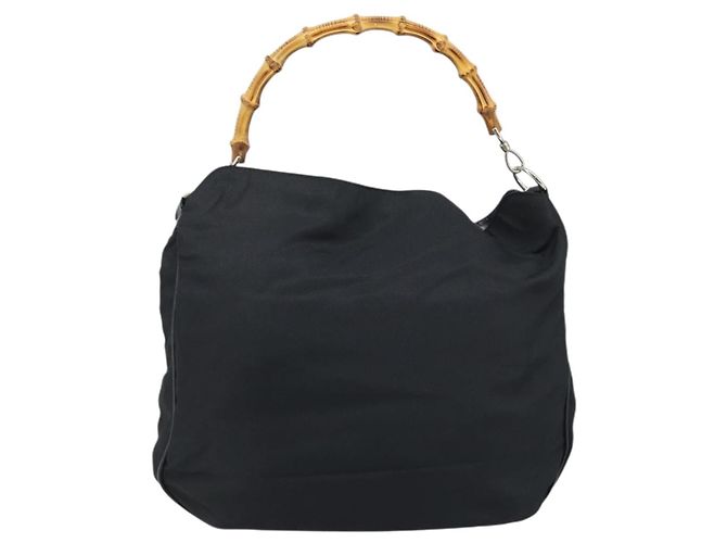 Borsa a Spalla GUCCI Bamboo Nylon 2in1 Marrone Argento Auth gh1994 - vista 2