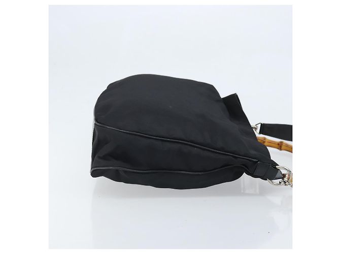 Borsa a Spalla GUCCI Bamboo Nylon 2in1 Marrone Argento Auth gh1994 - vista 3