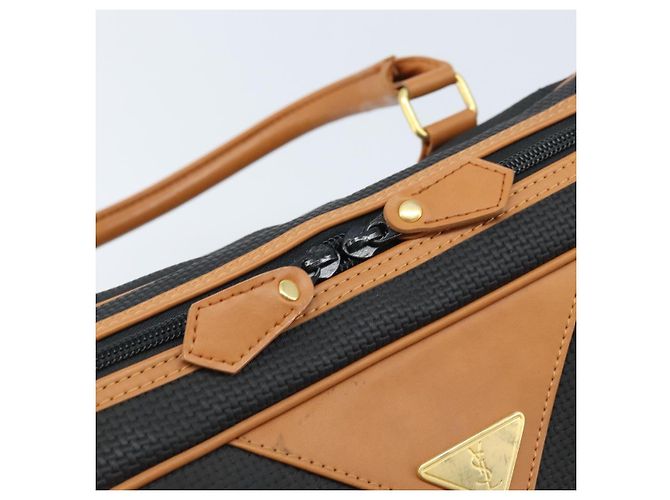 SAINT LAURENT Borsa a Mano PVC Tela Nera Oro Auth fm5269 Nero D'oro - vista 10