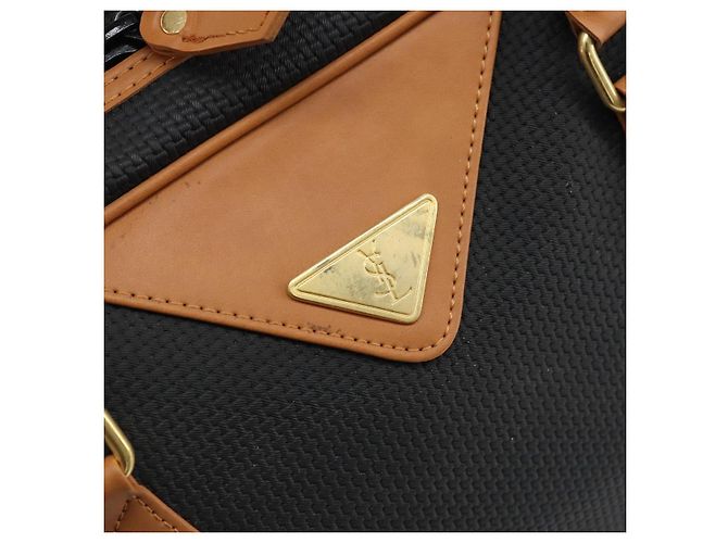 SAINT LAURENT Borsa a Mano PVC Tela Nera Oro Auth fm5269 Nero D'oro - vista 17