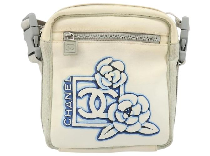 Borsa a Spalla Camelia Linea Sport CHANEL Nylon Bianco CC Auth YKZ1607A - vista 13