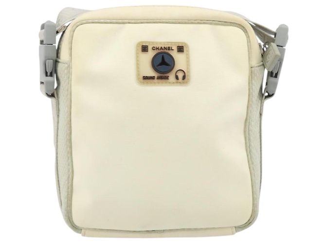 Borsa a Spalla Camelia Linea Sport CHANEL Nylon Bianco CC Auth YKZ1607A - vista 2