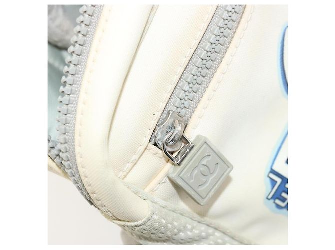 Borsa a Spalla Camelia Linea Sport CHANEL Nylon Bianco CC Auth YKZ1607A - vista 21