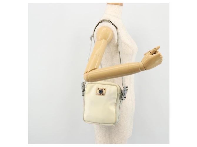 Borsa a Spalla Camelia Linea Sport CHANEL Nylon Bianco CC Auth YKZ1607A - vista 23