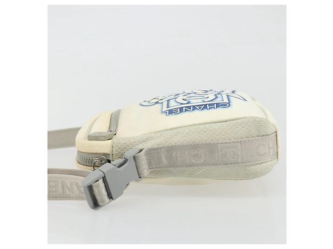 Borsa a Spalla Camelia Linea Sport CHANEL Nylon Bianco CC Auth YKZ1607A - vista 4