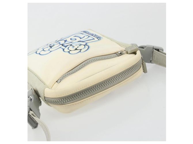 Borsa a Spalla Camelia Linea Sport CHANEL Nylon Bianco CC Auth YKZ1607A - vista 6
