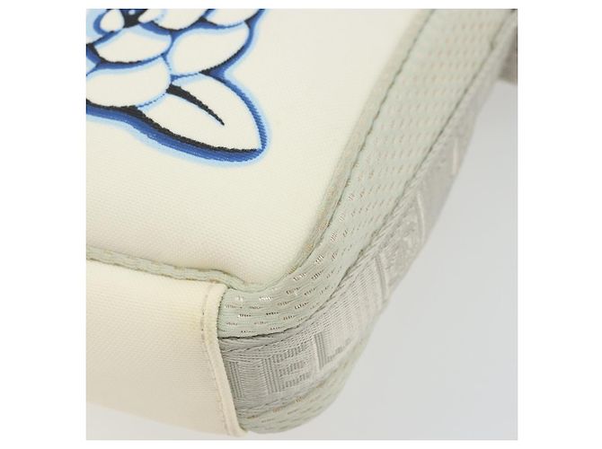 Borsa a Spalla Camelia Linea Sport CHANEL Nylon Bianco CC Auth YKZ1607A - vista 9