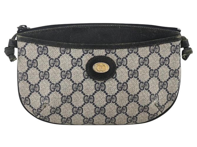 Gucci Borsa a Spalla GG Supreme PVC Navy Gold Auth YKZ1592 D'oro Blu navy - vista 13