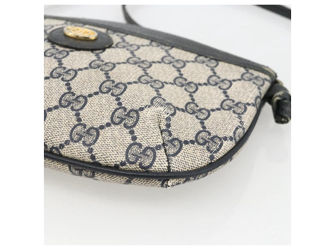 Gucci Borsa a Spalla GG Supreme PVC Navy Gold Auth YKZ1592 D'oro Blu navy - vista 14